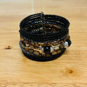 Chic Black and Brown Beaded Bracelet